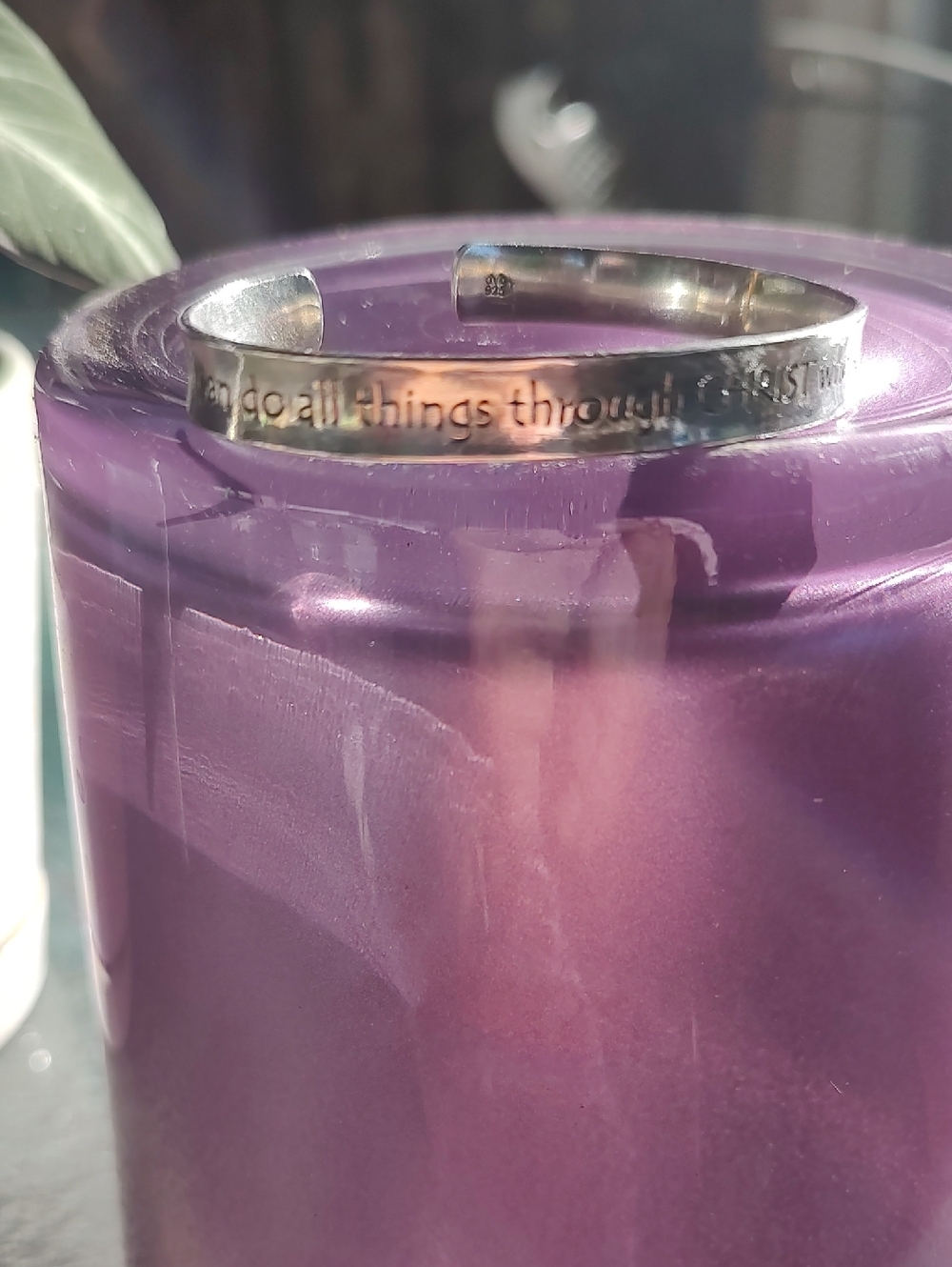 Engraved Sterling Silver Inspirational Cuff Bracelet - Silver